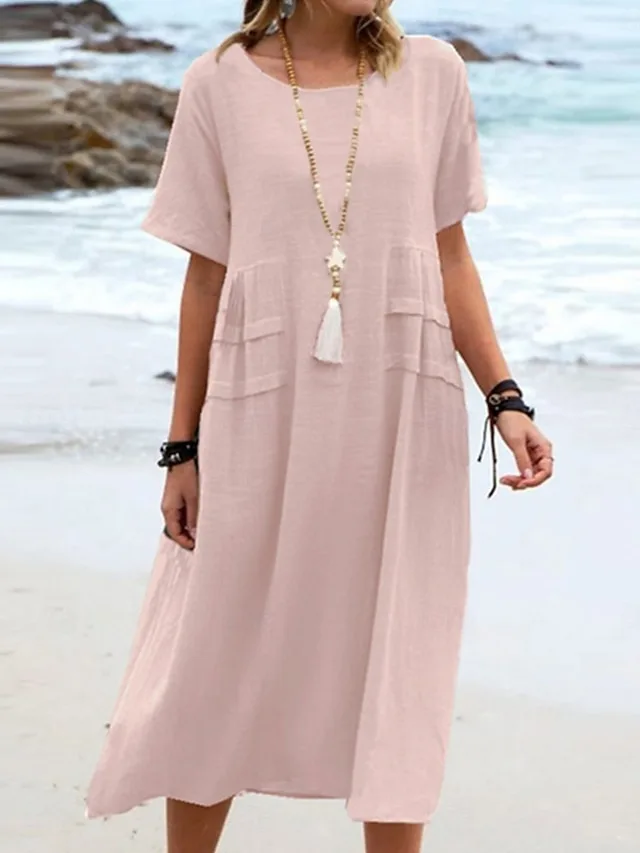 damen-midikleid-baumwoll-mischung-shiftk-rosa-11