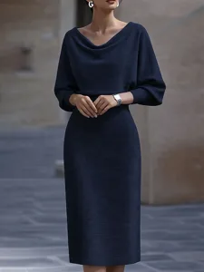 damen-midikleid-figurbetontes-kleid-halb-marineblau-4