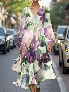 damen-midikleid-freizeitkleid-druckkleid-purpur-1