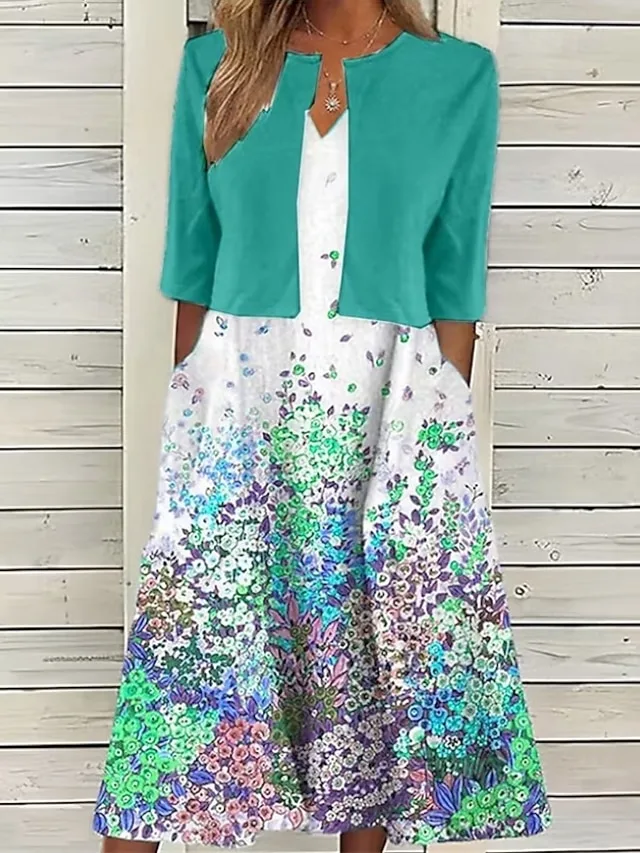 damen-midikleid-freizeitkleid-kleid-set-grun-3