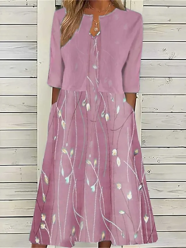 damen-midikleid-freizeitkleid-kleid-set-rosa-2