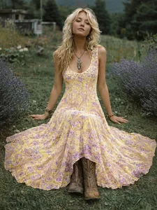 damen-midikleid-freizeitkleid-schwingkle-gelb-2