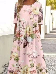 damen-midikleid-freizeitkleid-sommerklei-rosa-4