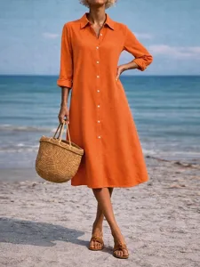 damen-midikleid-hemdblusenkleid-freizeit-orange-4