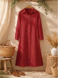 damen-midikleid-hemdblusenkleid-freizeit-wein-6