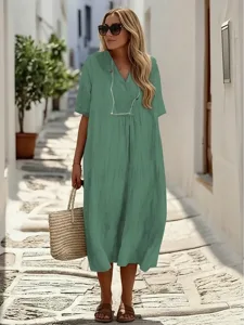 damen-midikleid-kunstbaumwollleinen-baum-grun-3