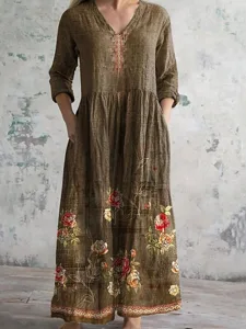 damen-midikleid-kunstbaumwollleinen-boho-braun-1