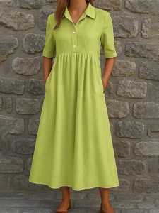 damen-midikleid-kunstbaumwollleinen-hemd-grun-6