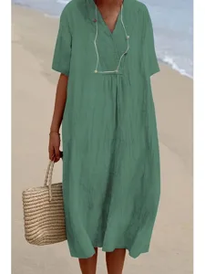 damen-midikleid-kunstbaumwollleinen-kaft-grun-4