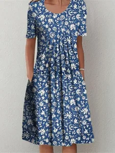 damen-midikleid-kunstbaumwollleinen-shif-blau-5