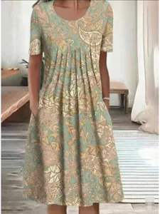 damen-midikleid-kunstbaumwollleinen-shif-gelb-1