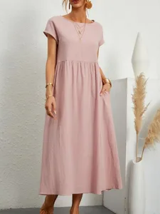 damen-midikleid-kunstbaumwollleinen-shif-rosa-12