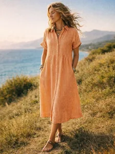 damen-midikleid-leinenimitat-hemdblusenk-orange-1