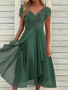 damen-midikleid-mit-v-ausschnitt-spitzen-grun-2