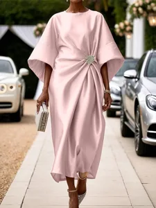 damen-midikleid-satinkleid-halbformelles-rosa-1