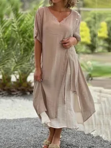 damen-midikleid-shiftkleid-baumwoll-lein-kaki-5