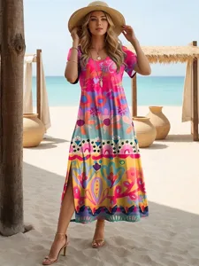 damen-midikleid-sommerkleid-a-linie-klei-rosa-4