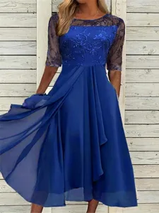 damen-midikleid-spitzenkleid-cocktailkle-dunkelblau-2