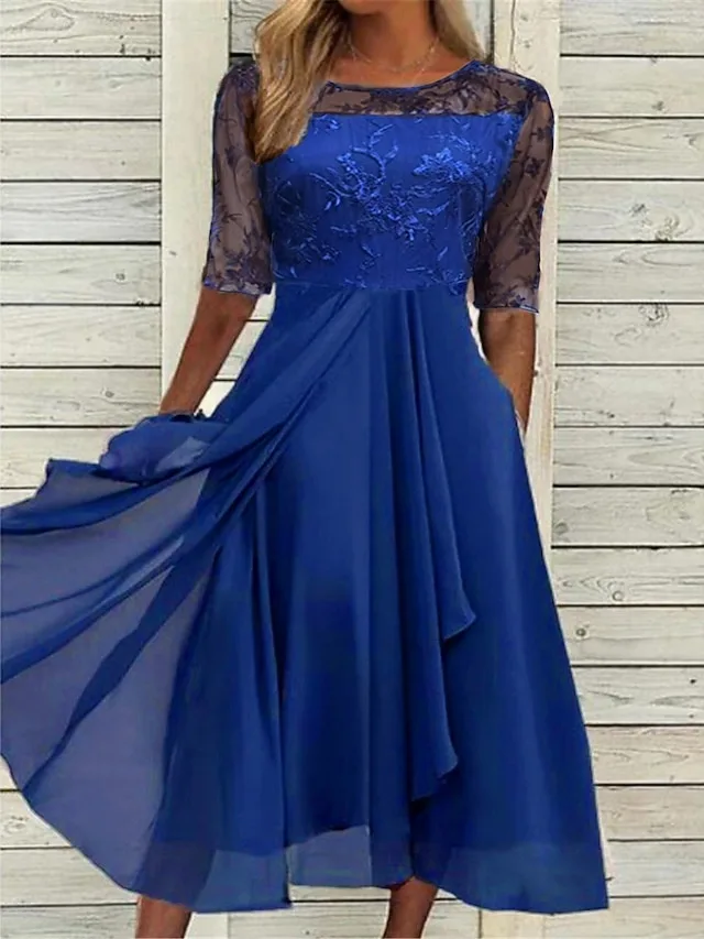 damen-midikleid-spitzenkleid-cocktailkle-dunkelblau-2