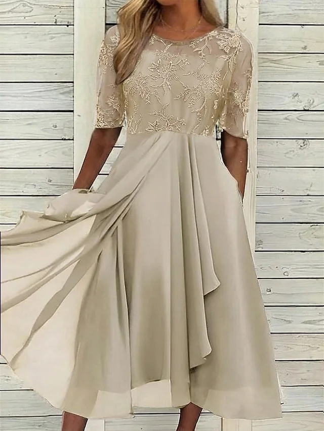 damen-midikleid-spitzenkleid-cocktailkle-gold-5