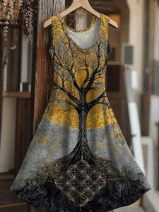 damen-mini-kleid-boho-baum-des-lebens-me-gelb-2