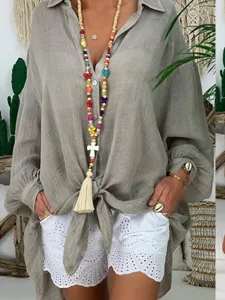 damen-minikleid-kunstbaumwollleinen-hemd-grau-3