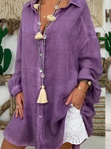 damen-minikleid-kunstbaumwollleinen-hemd-purpur-5