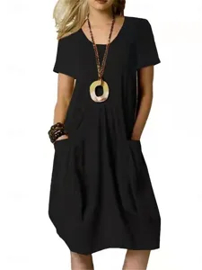 damen-minikleid-kunstbaumwollleinen-shif-schwarz-4