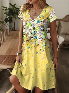 damen-minikleid-t-shirt-kleid-sommerklei-gelb-8