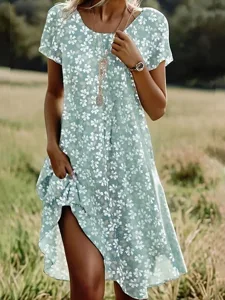 damen-minikleid-t-shirt-kleid-sommerklei-grun-2