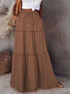 damen-mode-lassig-maxi-hohe-taille-rocke-braun-9