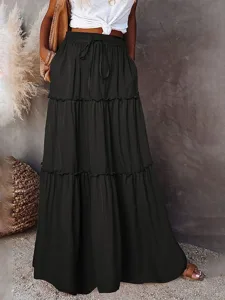 damen-mode-lassig-maxi-hohe-taille-rocke-schwarz-3