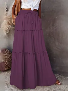 damen-mode-lassig-maxi-hohe-taille-rocke-violett-13