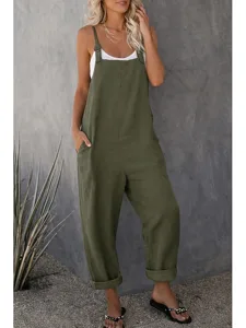 damen-modisch-overall-jumpsuit-seitentas-grun-1