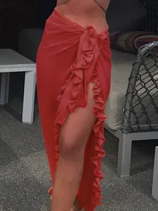 damen-normal-badeanzug-uberwurf-badeshor-rote-4