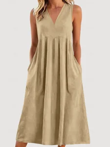 damen-normal-maxikleid-baumwoll-leinen-k-hellgelb-5