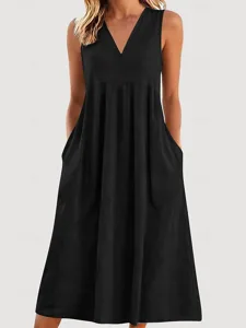 damen-normal-maxikleid-baumwoll-leinen-k-schwarz-3