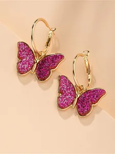 damen-ohrringe-mode-taglich-schmetterlin-rosenrot-5