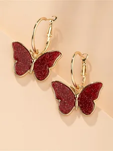 damen-ohrringe-mode-taglich-schmetterlin-weinrot-4