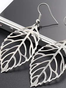 damen-ohrringe-modisch-outdoor-blatt-ohr-silber-3