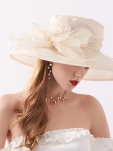 damen-partyhut-party-hochzeit-besondere-reine-farbe-beige-3