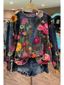 damen-pullover-sweatshirt-druck-blumen-g-schwarz-4