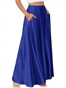 damen-satinrocke-elegant-lassig-maxi-mit-blau-11
