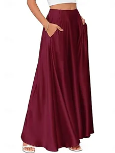 damen-satinrocke-elegant-lassig-maxi-mit-wein-5