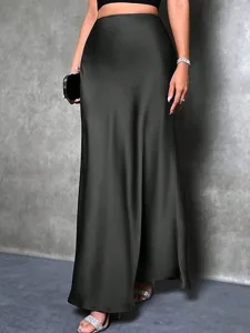 damen-satinrocke-elegant-mode-maxi-hohe-grau-20