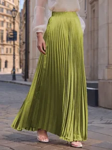 damen-satinrocke-mode-lang-maxi-hohe-tai-apfel-grun-6