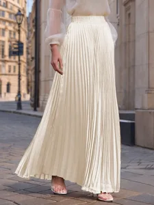 damen-satinrocke-mode-lang-maxi-hohe-tai-aprikose-2
