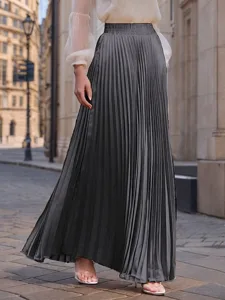 damen-satinrocke-mode-lang-maxi-hohe-tai-dunkelgrau-11