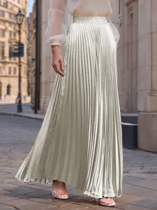 damen-satinrocke-mode-lang-maxi-hohe-tai-elfenbein-4