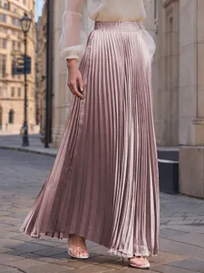 damen-satinrocke-mode-lang-maxi-hohe-tai-pink-lila-5